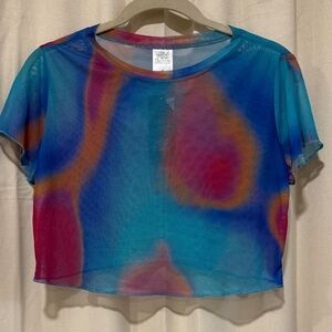 wild fable Multicolor Tie-Dye Mesh Crop Top